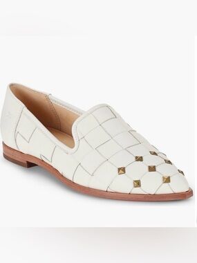 HTF Frye Kenzie Venetian Studded Flats - White, size 8
